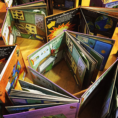 a spread of books